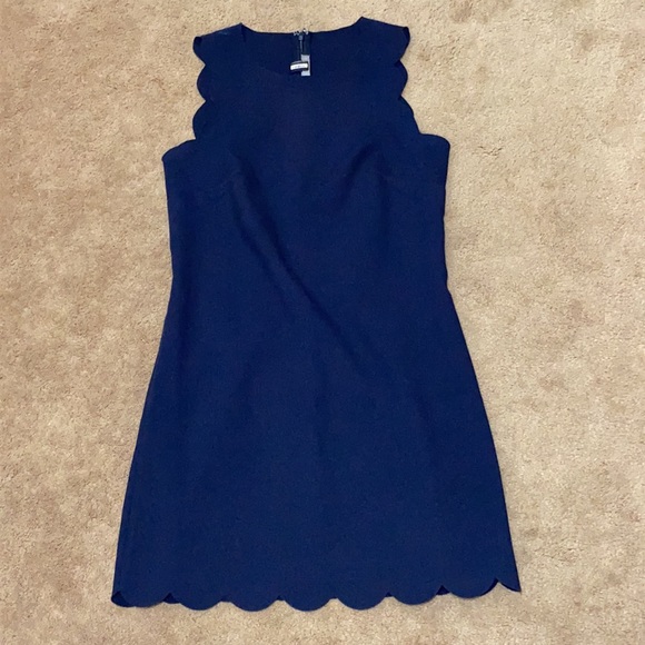 Jcrew Navy Scalloped Dress - Picture 3 of 16